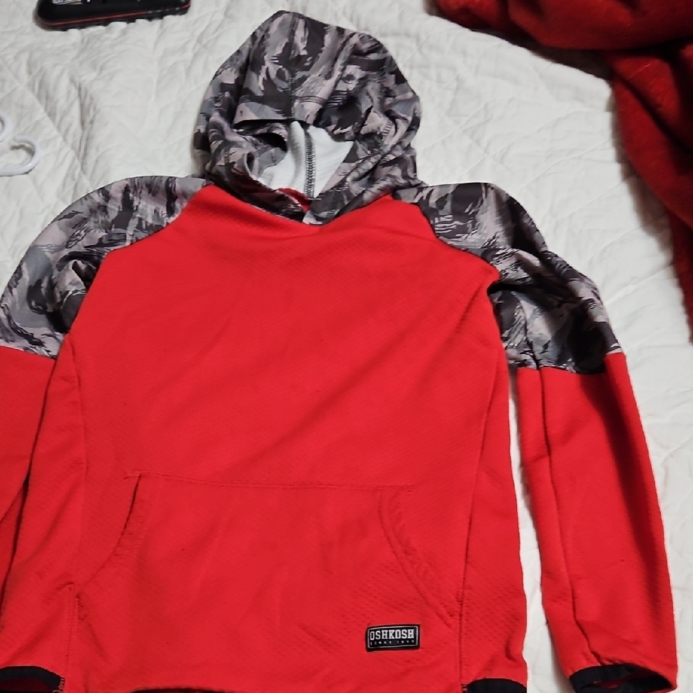 OshKosh B'gosh Red Hoodie with Gray Camo Accents